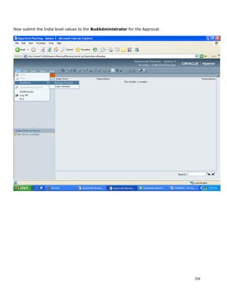 Now submit the India level values to the BudAdministrator for the Approval.




                                                                              204
 