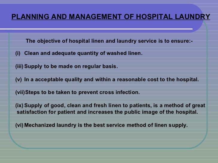 Planning & Manag. of Hospital Laundry