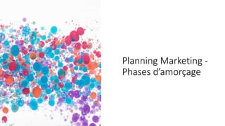 Planning Marketing -
Phases d’amorçage
 
