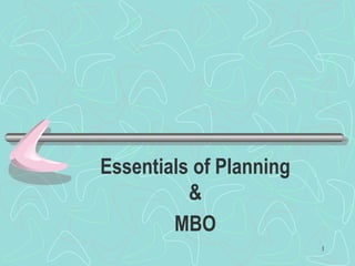 1
Essentials of Planning
&
MBO
 