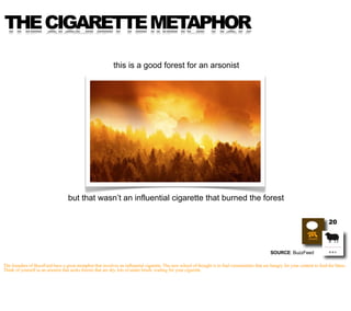 THE CIGARETTE METAPHOR

                                                            this is a good forest for an arsonist
...