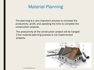 Planning of materials in Construction Project management | PPT