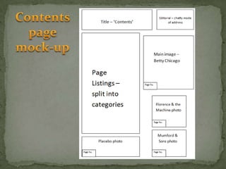 Contents page mock-up