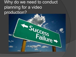 Why do we need to conduct
planning for a video
production?
 