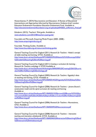 Planning and Progression Initial Teacher Education Resource List | PDF