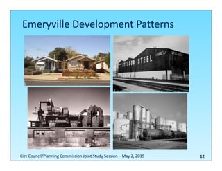Emeryville Development Patterns
12City Council/Planning Commission Joint Study Session – May 2, 2015
 