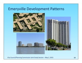 Emeryville Development Patterns
13City Council/Planning Commission Joint Study Session – May 2, 2015
 