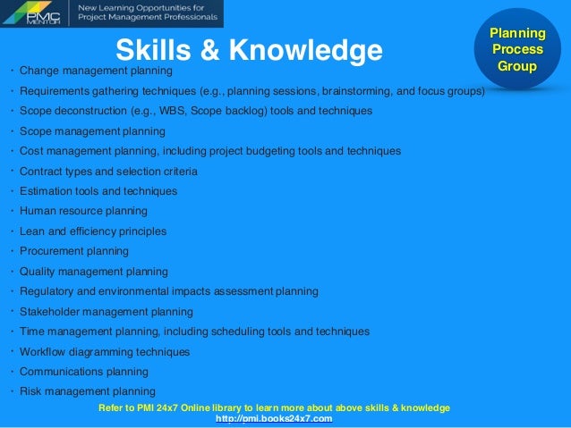 PMP TKS Guide: Planning Process Group;Tasks, Knowledge & Skills
