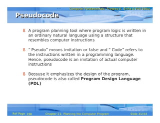 Planning the Computer Program (Pls. refer to the original document for clearer & better version, see description below)