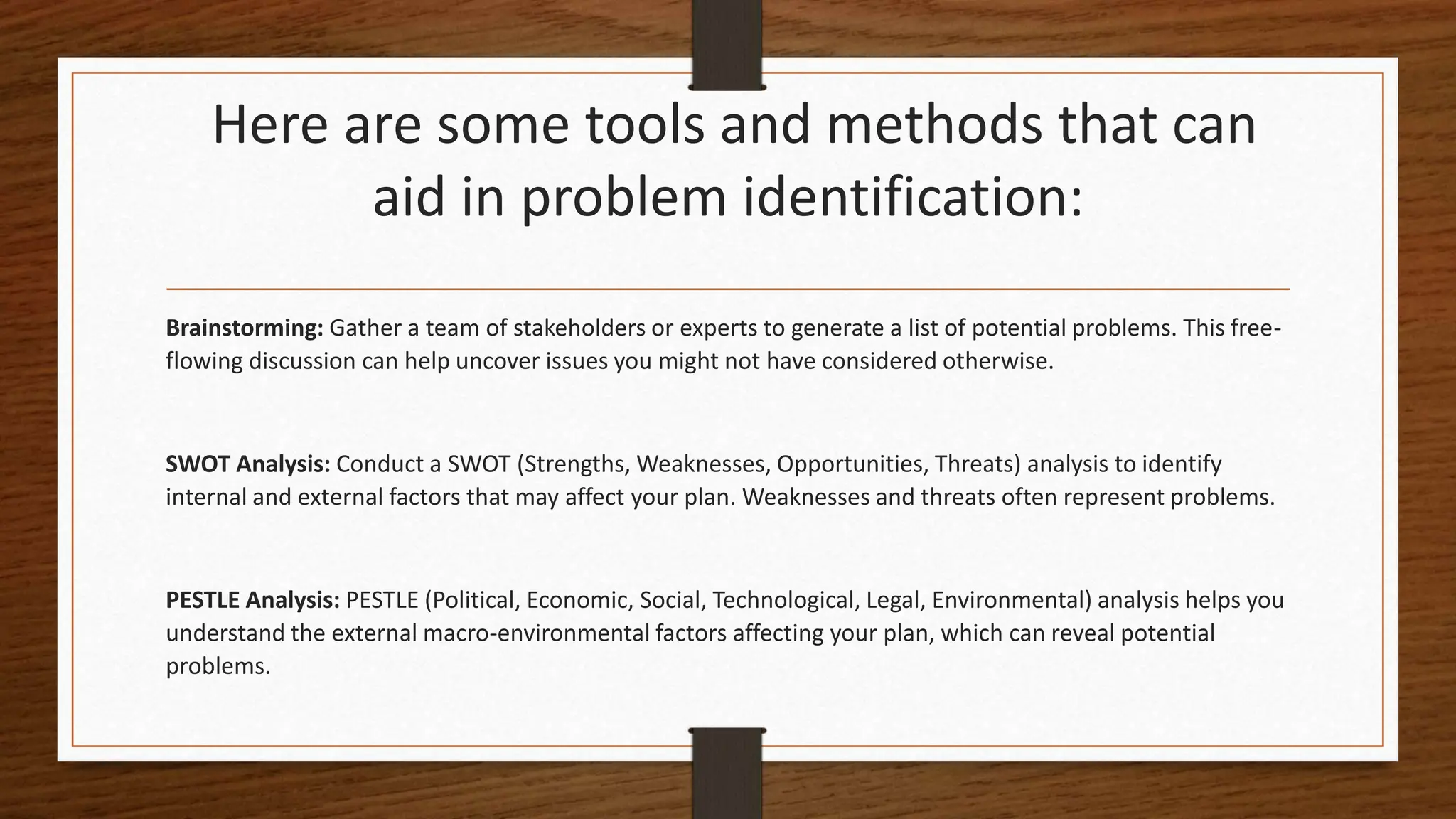 PLANNING TOOLS : Problem Identification. | PPT | Free Download