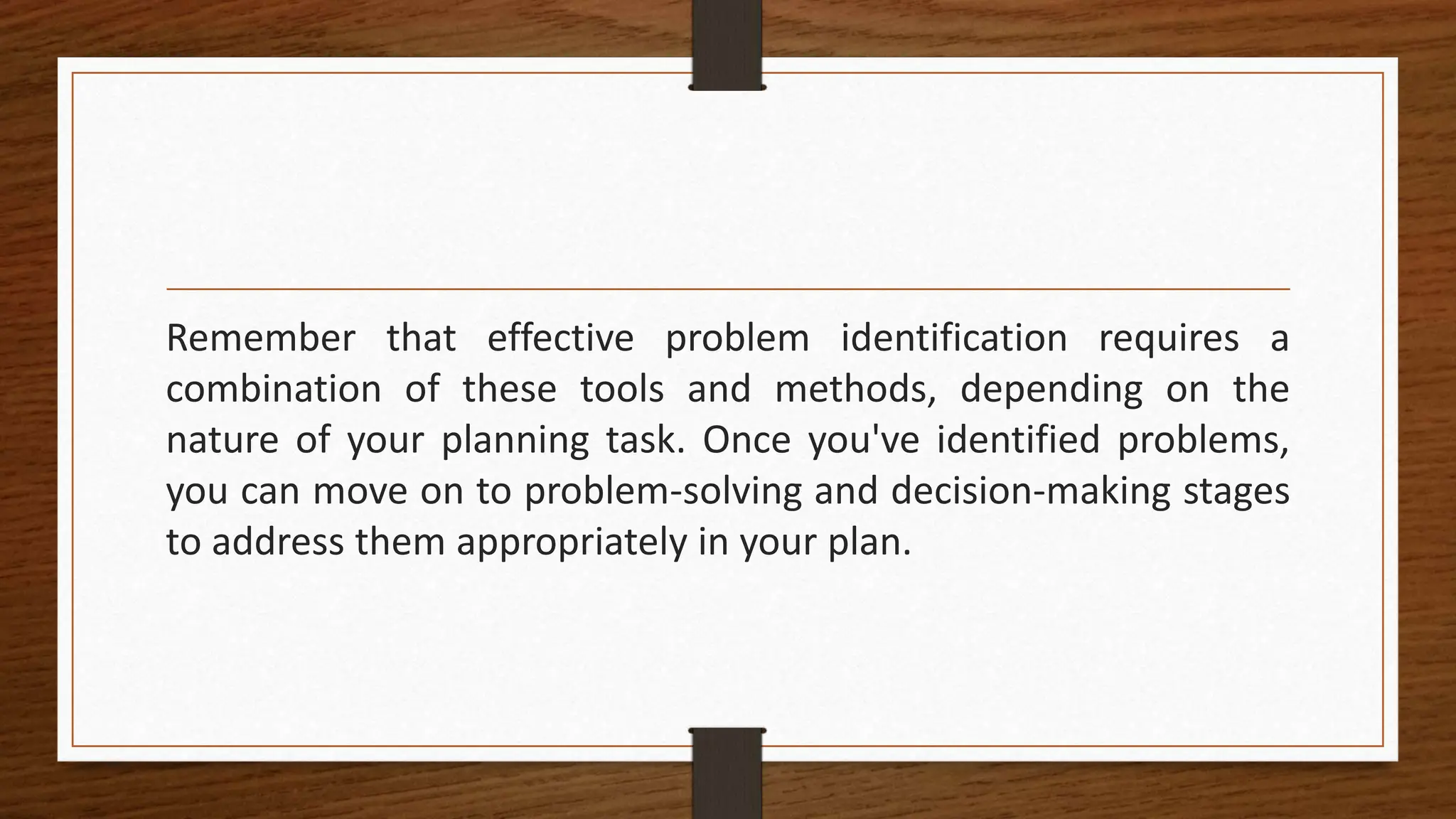 PLANNING TOOLS : Problem Identification. | PPT