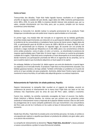 Planning triple kola