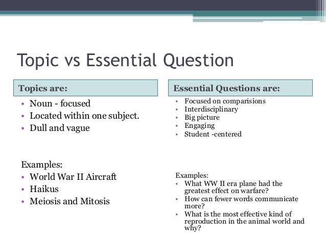 Planning Essential Question