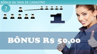 7
BÔNUS DA TAXA DE CADASTRO
 