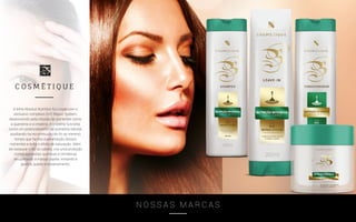 N O S S A S M A R C A S
A linha Absolut Nutrition foi criada com o
exclusivo complexo Q+C Repair System,
desenvolvido pela infusão de nutrientes como
a queratina e a creatina. A creatina funciona
como um potencializador da queratina natural,
auxiliando na reconstrução do fio ao mesmo
tempo que facilita a penetração desses
nutrientes e evita o efeito de saturação. Além
de restaurar o fio do cabelo, cria uma proteção
contra agressões químicas e climáticas
recuperando a massa capilar, evitando a
quebra, queda e ressecamento.
 