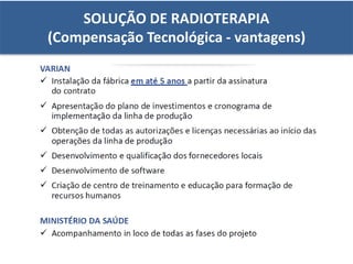 SOLUÇÃO DE RADIOTERAPIA
(Compensação Tecnológica - vantagens)
 