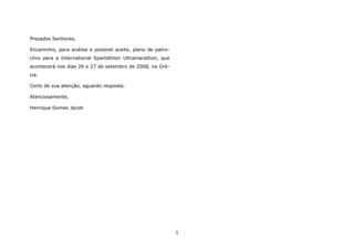 Plano De PatrocíNio Henrique Jacob