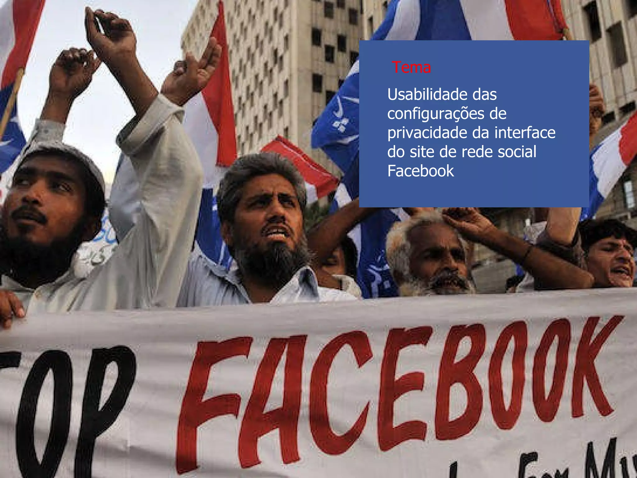 Usabilidade das configurações de privacidade da interface do site de rede social Facebook Tema 