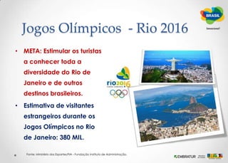 Unidade na ComunicaçãoConteúdos de comunicação do Brasil, especialmente na mídia, antes, durante e após os eventos.Exposição mundial.Imagem única do paísKIT promocional e de comunicação para cidades-sede