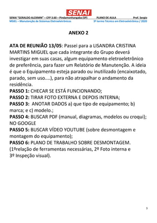 Plano Aula Técnica de Manutenção Elétrica | PDF