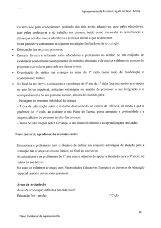 Plano curricular do Agrupamento de Escolas Fragata do Tejo