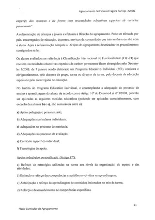 Plano curricular do Agrupamento de Escolas Fragata do Tejo