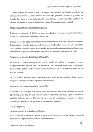 Plano curricular do Agrupamento de Escolas Fragata do Tejo