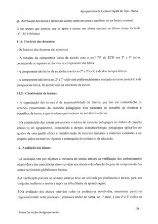 Plano curricular do Agrupamento de Escolas Fragata do Tejo