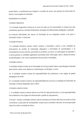 Plano curricular do Agrupamento de Escolas Fragata do Tejo