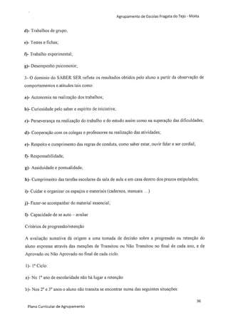 Plano curricular do Agrupamento de Escolas Fragata do Tejo