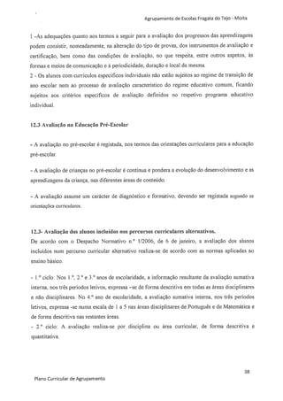 Plano curricular do Agrupamento de Escolas Fragata do Tejo