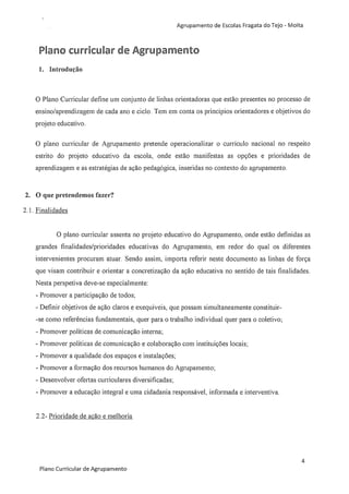 Plano curricular do Agrupamento de Escolas Fragata do Tejo