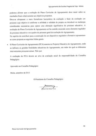 Plano curricular do Agrupamento de Escolas Fragata do Tejo