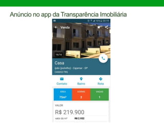 Anúncio no app da Transparência Imobiliária
 