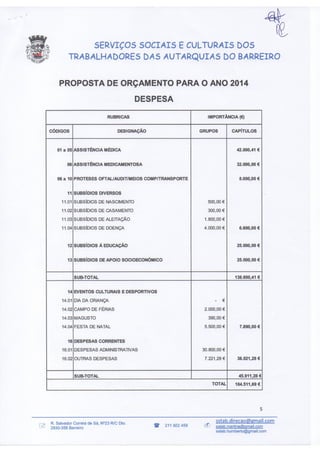 Plano de Actividades e Orçamento para 2014