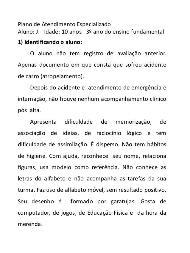 Relatorio de aluno com tdah