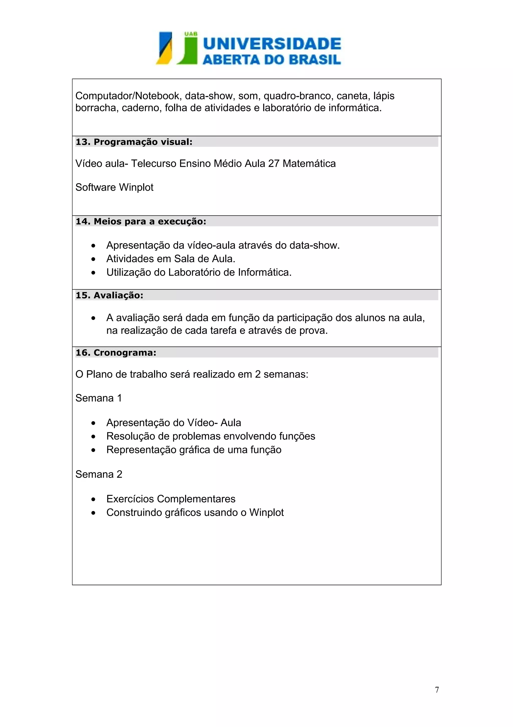 Plano de ação conceito de função | DOC
