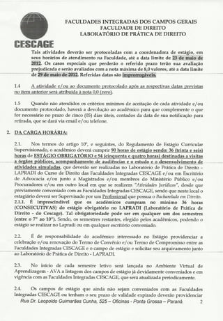 Regulamento Estágio - Dossiê