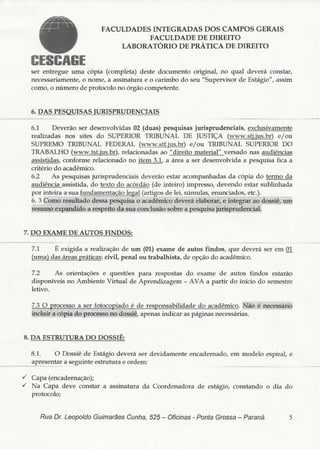 Regulamento Estágio - Dossiê