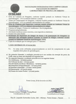 Regulamento Estágio - Dossiê