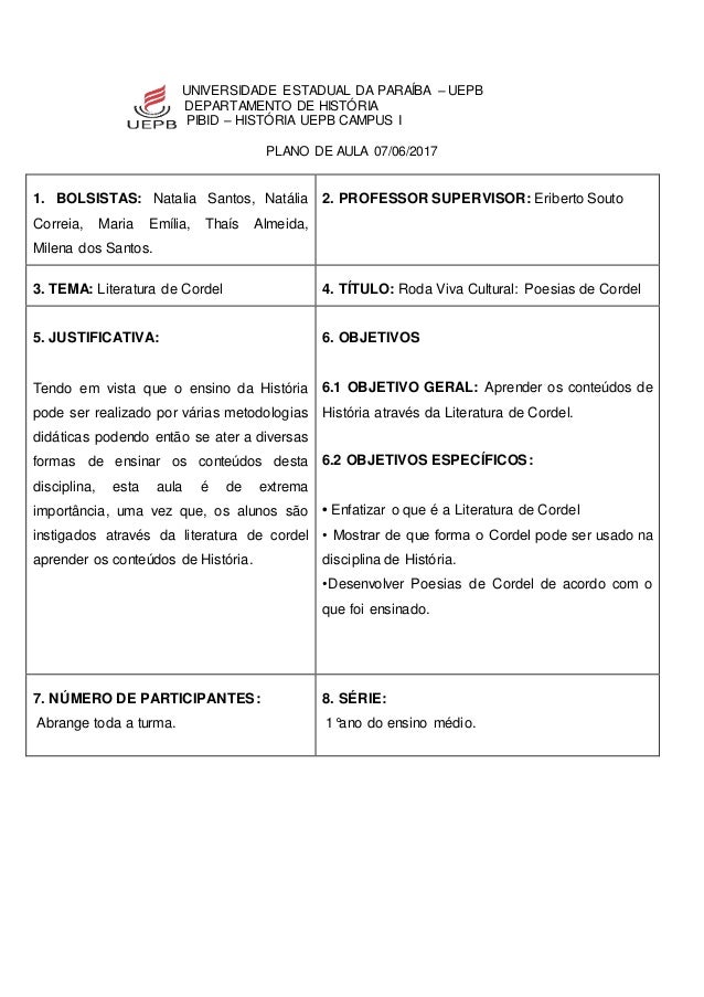 Plano de aula literatura Plano de aula literatura