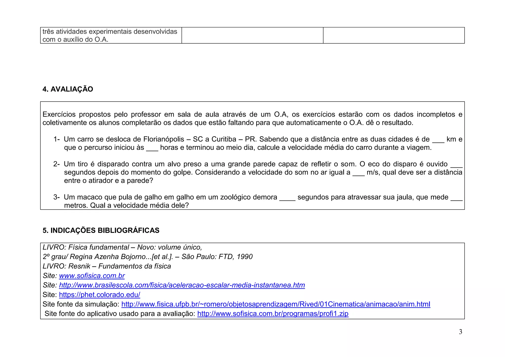 Plano de aula - Física 1º ano (MRU e MRUV) | PDF | Physics | Science