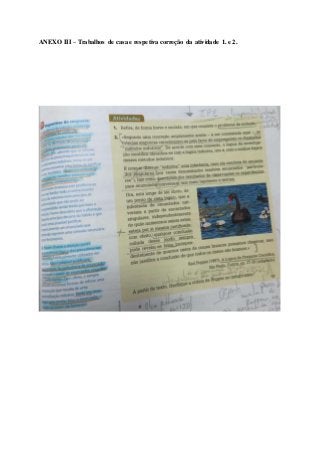 ANEXO III – Trabalhos de casa e respetiva correção da atividade 1. e 2.
 