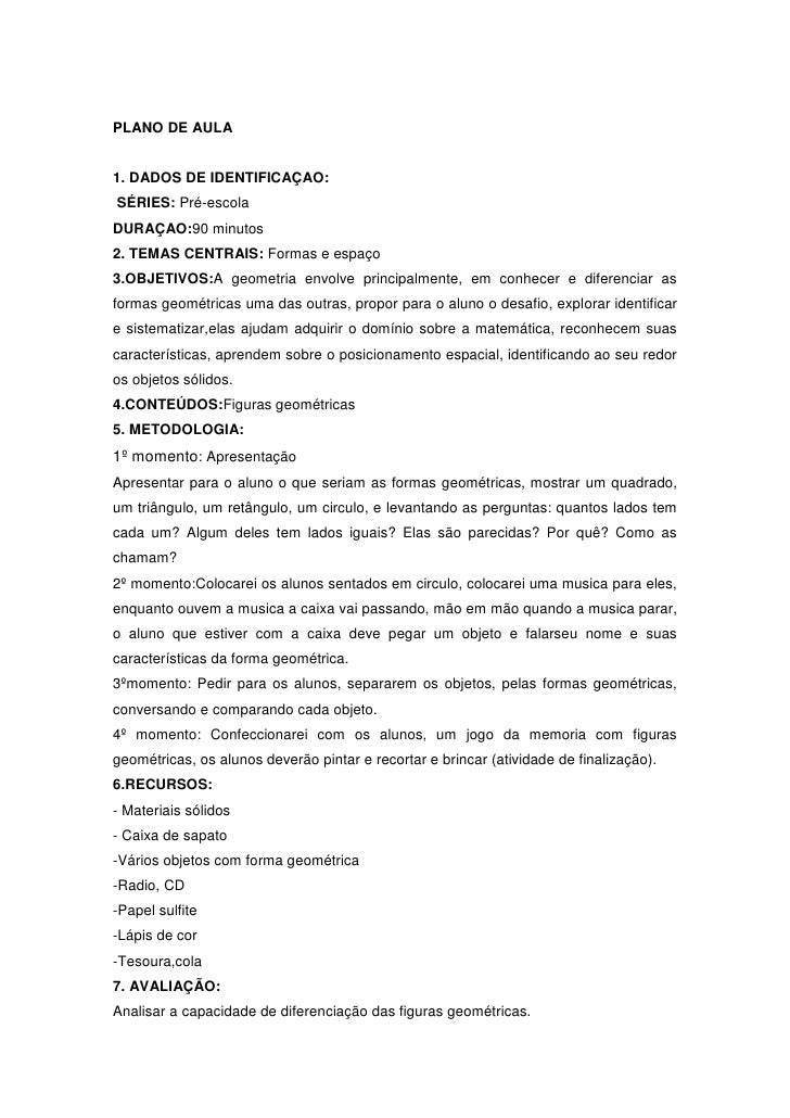Plano De Aula De Matematica