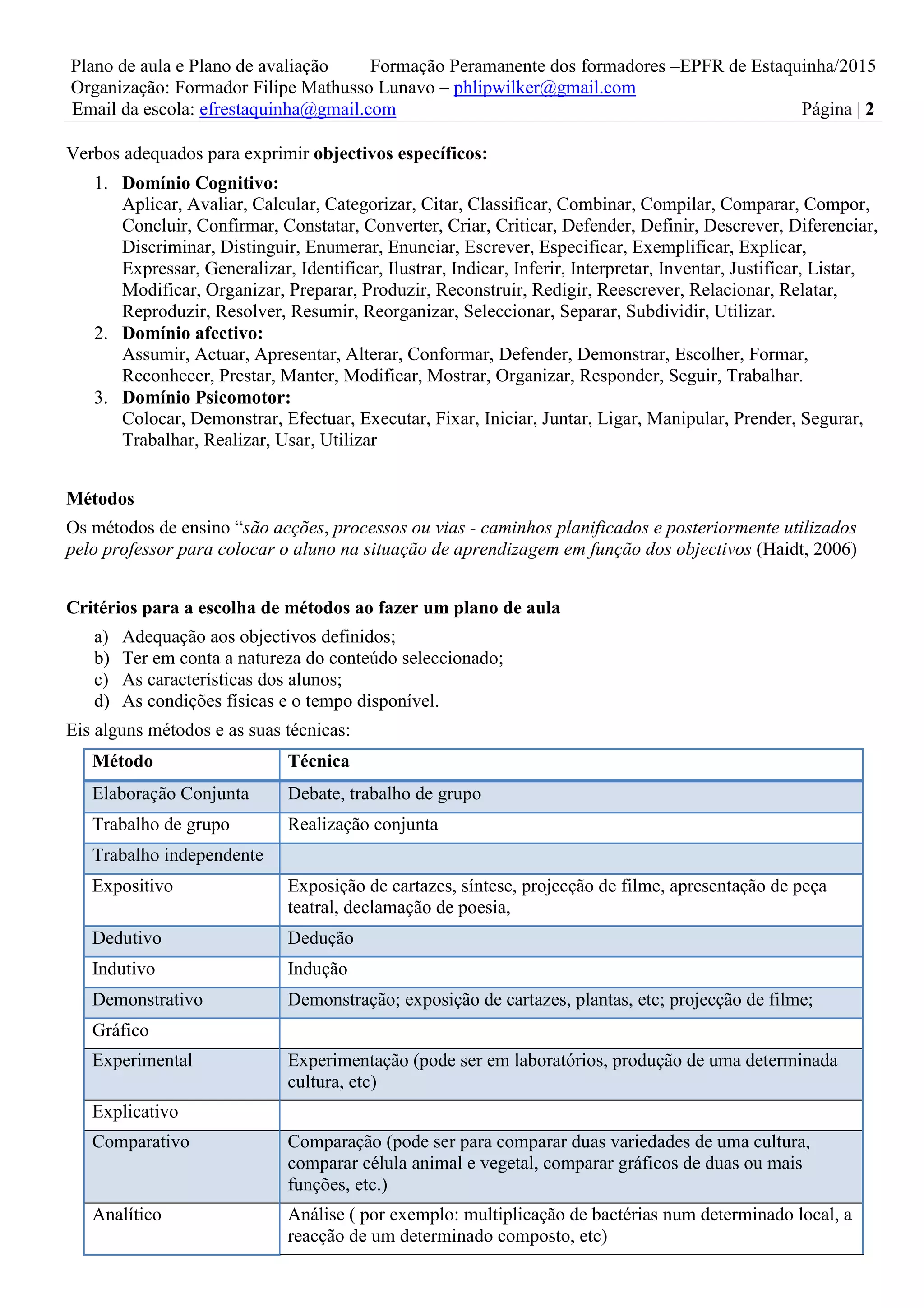 Exemplo De Avaliacao Plano De Aula Varios Exemplos Otosection Cloud