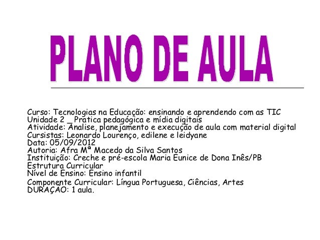 Plano de aula do pré 1 Plano de aula do pré 1