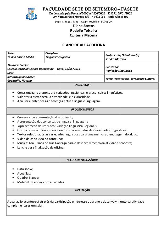 Plano de aula pronto ensino medio Plano de aula pronto ensino medio