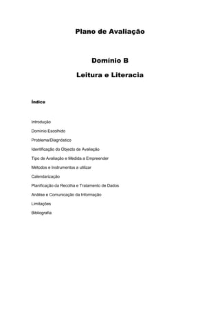 Plano de avaliação
