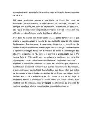 Plano de avaliação