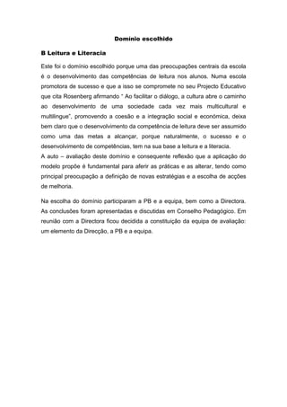 Plano de avaliação